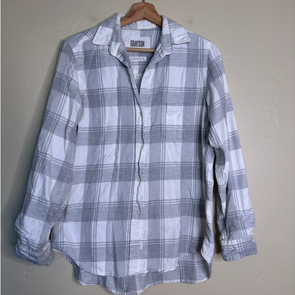 Grayson Women's The Hero Gray White Plaid Flannel Shirt 02 / Small